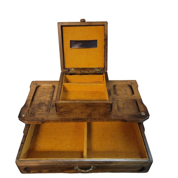 Mcm Valet Box - Etsy MCM tabletop valet Jewelry box Trinket Box Wood Rattan Vintage Watches rings
